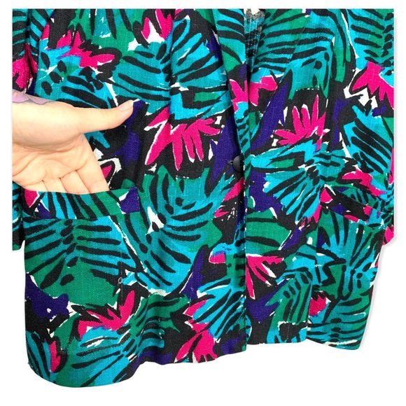 Vintage 90s Abstract Jungle Floral Print Skirt Set Medium - Picture 7 of 14